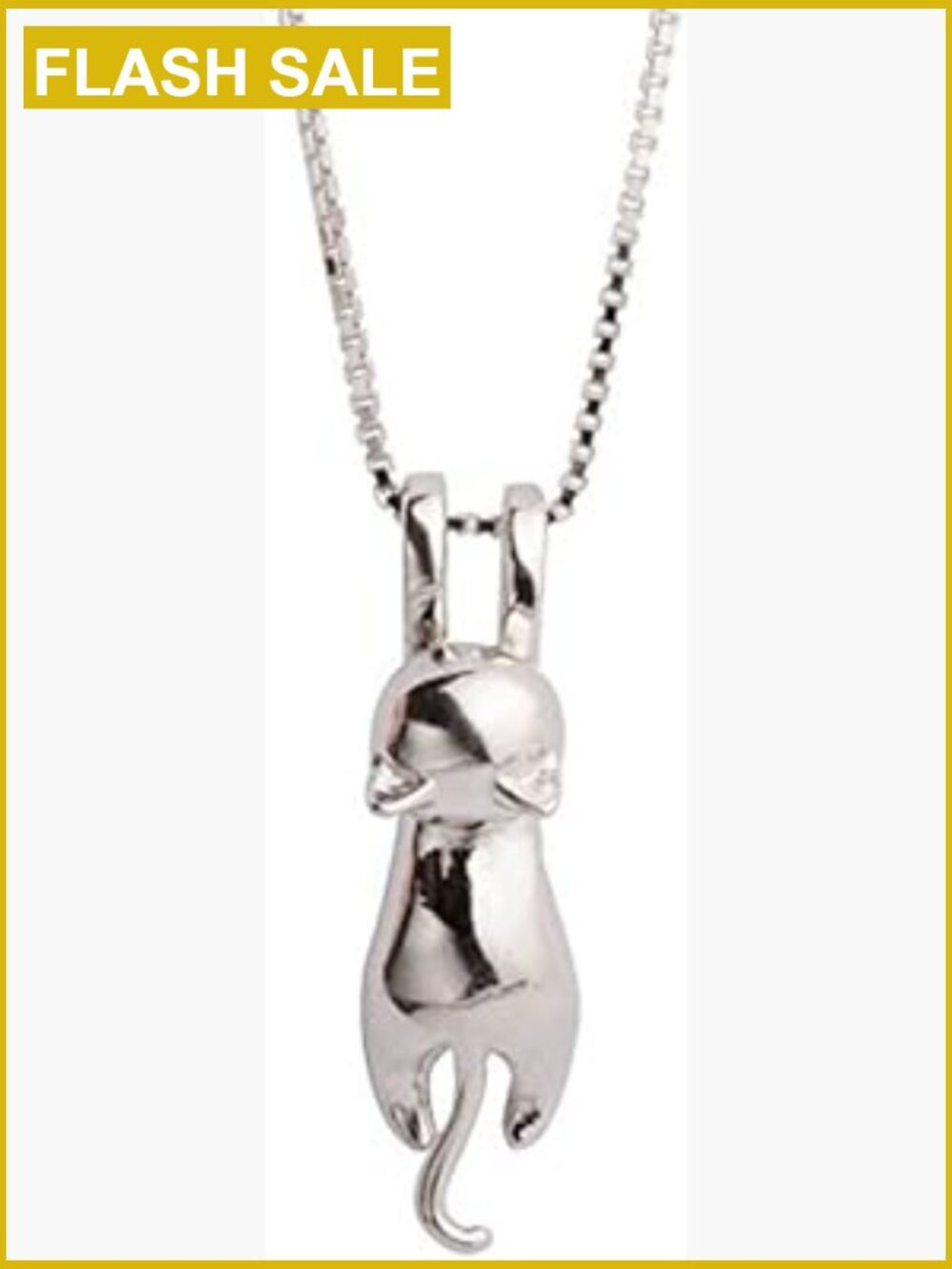 925 Sterling Silver Moon Cat Necklace Pendant Jewelry Gift